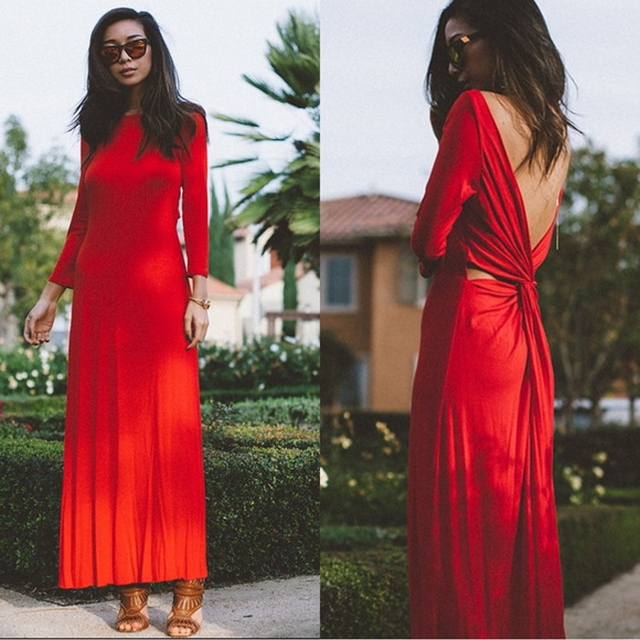 Rachel Pally Henrietta Red Jersey Cutout Twist Knot Maxi Dress XS - Picture 2 of 6